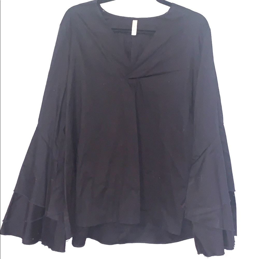 LoveIn V-Neck Blouse with Statement Ruffle Sleeves